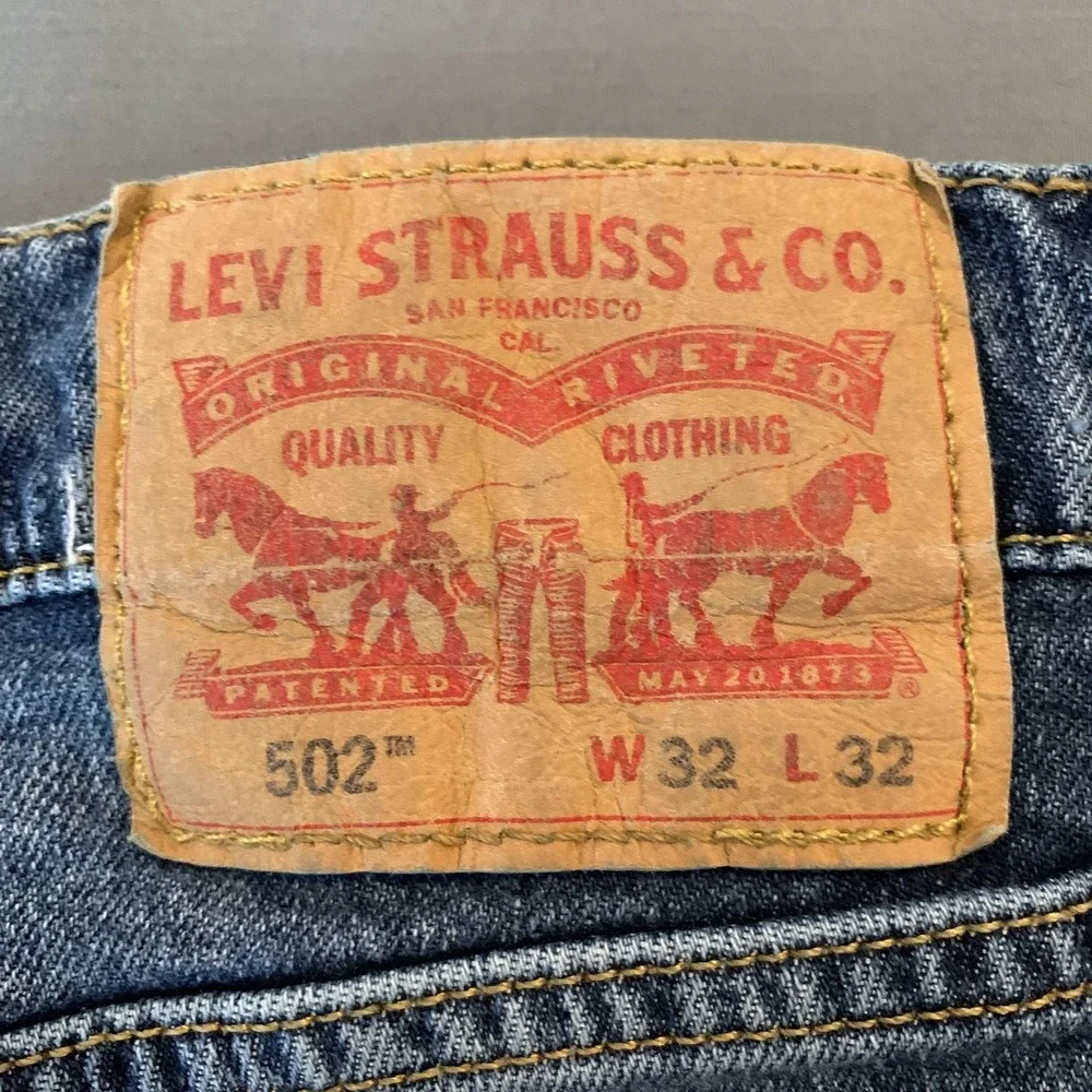 Levis 502 Jeans Mens 33x30 Blue Medium Wash Tapered‎ Leg Stretch Denim Pants